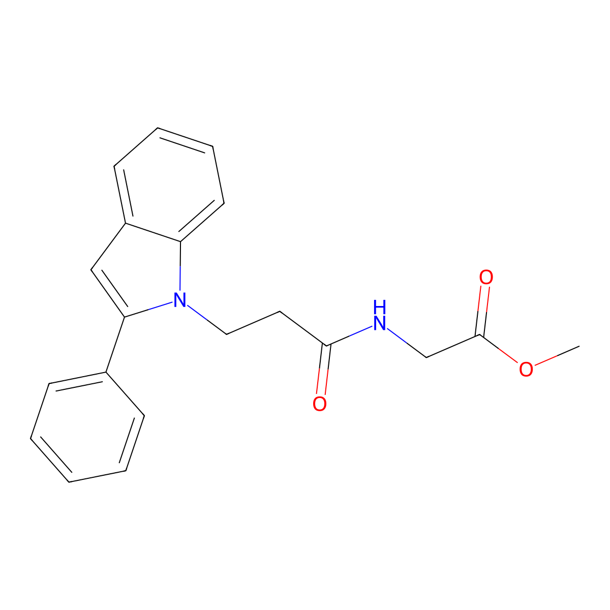 methyl N-[3-(2-phenyl-1H-indol-1-yl)propanoyl]glycinate molecular structure, CAS 1010938-34-7