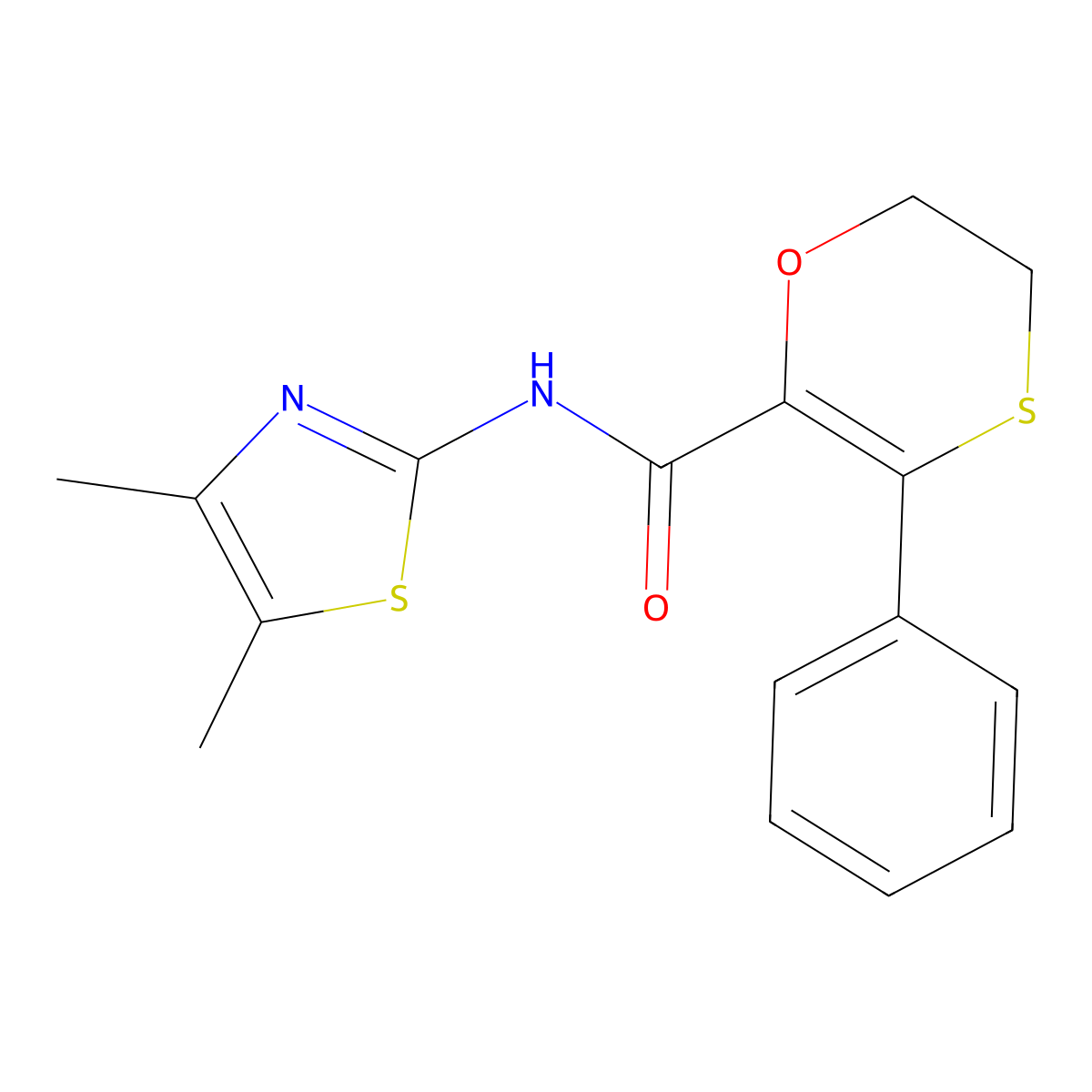 N-[(2Z)-4,5-dimethyl-1,3-thiazol-2(3H)-ylidene]-3-phenyl-5,6-dihydro-1,4-oxathiine-2-carboxamide molecular structure, CAS 1010938-79-0