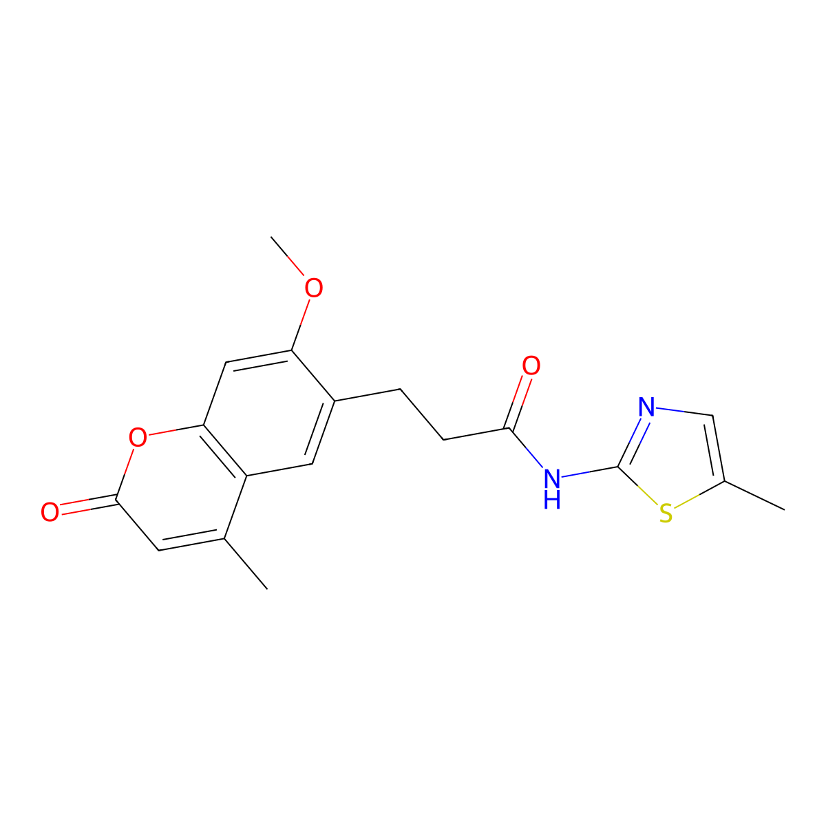3-(7-methoxy-4-methyl-2-oxo-2H-chromen-6-yl)-N-(5-methyl-1,3-thiazol-2-yl)propanamide molecular structure, CAS 1010939-02-2