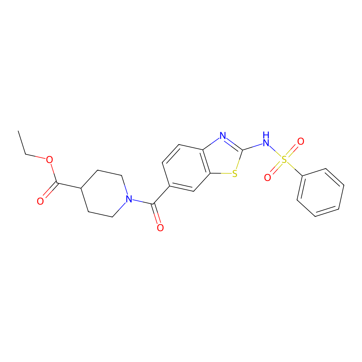Ethyl 1-({2-[(phenylsulfonyl)amino]-1,3-benzothiazol-6-yl}carbonyl)-4-piperidinecarboxylate molecular structure, CAS 1010939-10-2