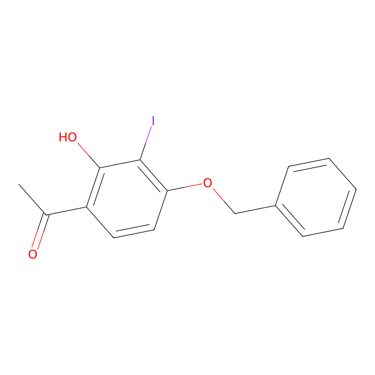 1-(4-(Benzyloxy)-2-hydroxy-3-iodophenyl)ethanone molecular structure, CAS 101096-64-4