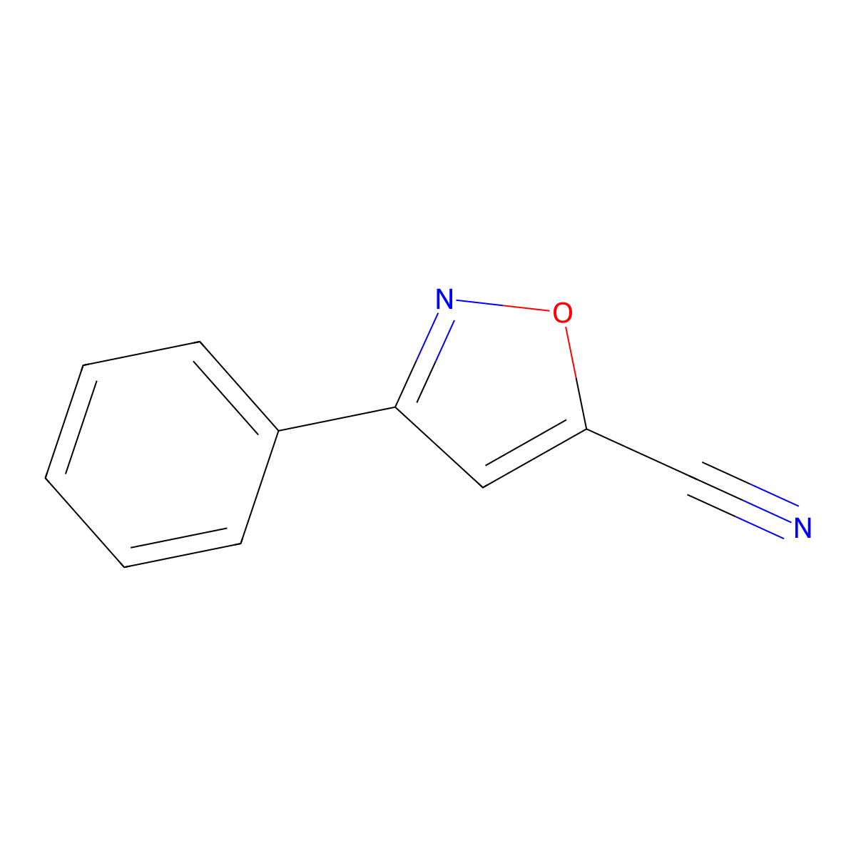 3-Phenylisoxazole-5-carbonitrile molecular structure, CAS 1011-39-8