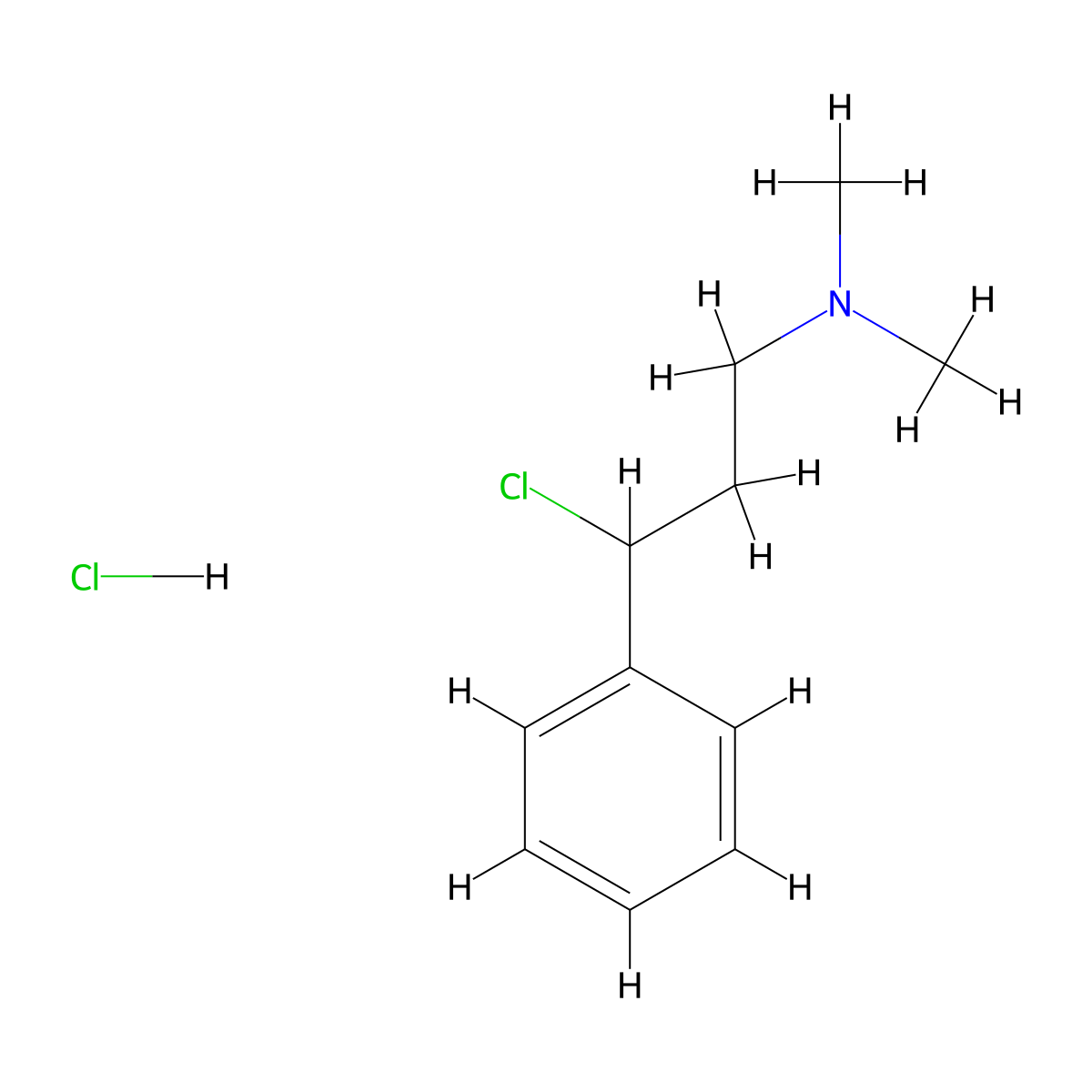 3-Chloro-N,N-dimethyl-3-phenylpropan-1-amine--hydrogen chloride (1/1) molecular structure, CAS 1011-59-2