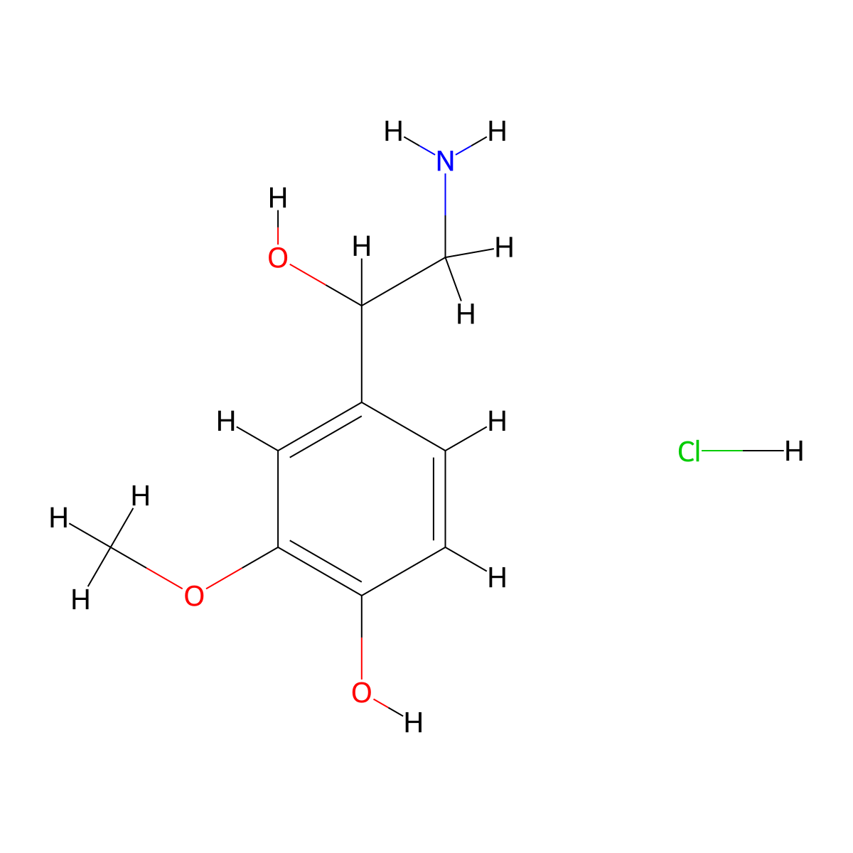 (+-)-Normetanephrine hydrochloride molecular structure, CAS 1011-74-1