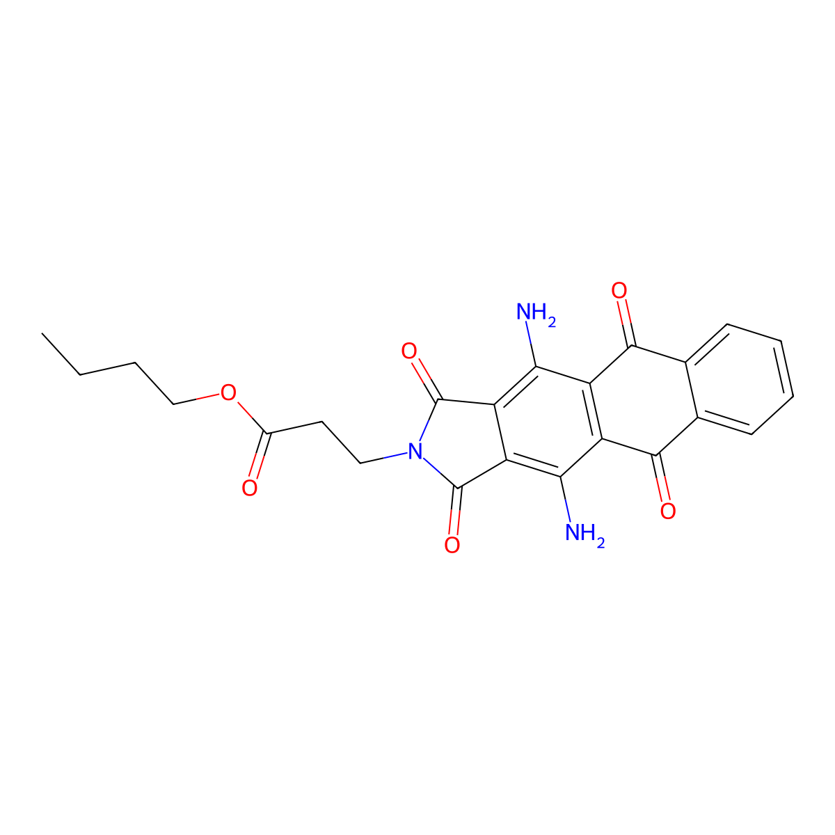 2H-Naphth(2,3-f)isoindole-2-propanoic acid, 4,11-diamino-1,3,5,10-tetrahydro-1,3,5,10-tetraoxo-, butyl ester molecular structure, CAS 10110-15-3
