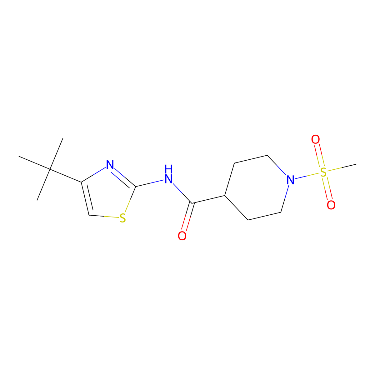 N-(4-tert-butyl-1,3-thiazol-2-yl)-1-methanesulfonylpiperidine-4-carboxamide molecular structure, CAS 1011089-37-4