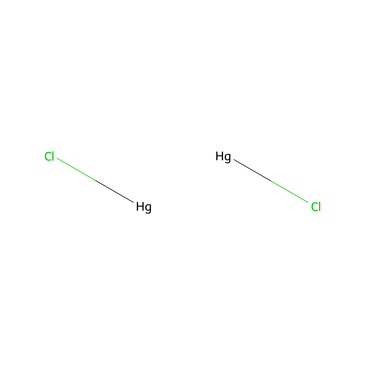 Mercury chloride (Hg2Cl2) molecular structure, CAS 10112-91-1