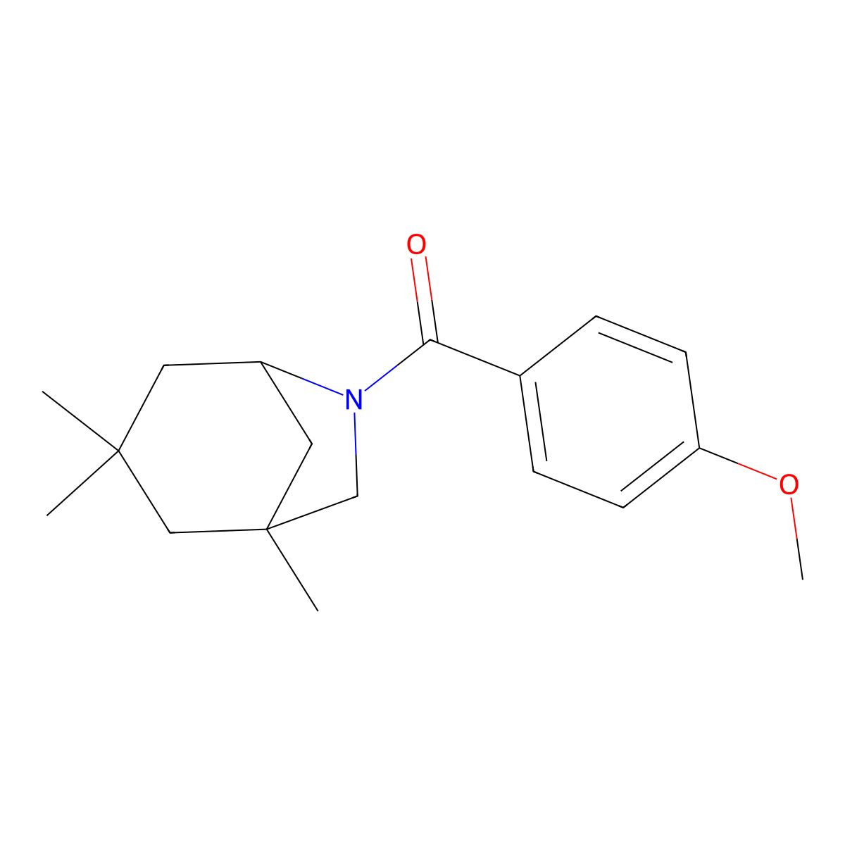 6-Azabicyclo[3.2.1]octane, 6-(4-methoxybenzoyl)-1,3,3-trimethyl- molecular structure, CAS 101132-69-8
