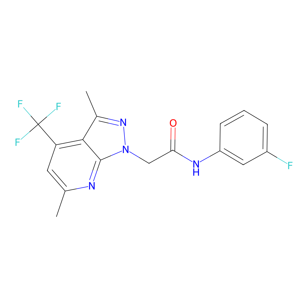 2-(3,6-Dimethyl-4-(trifluoromethyl)-1H-pyrazolo[3,4-b]pyridin-1-yl)-N-(3-fluorophenyl)acetamide molecular structure, CAS 1011349-51-1