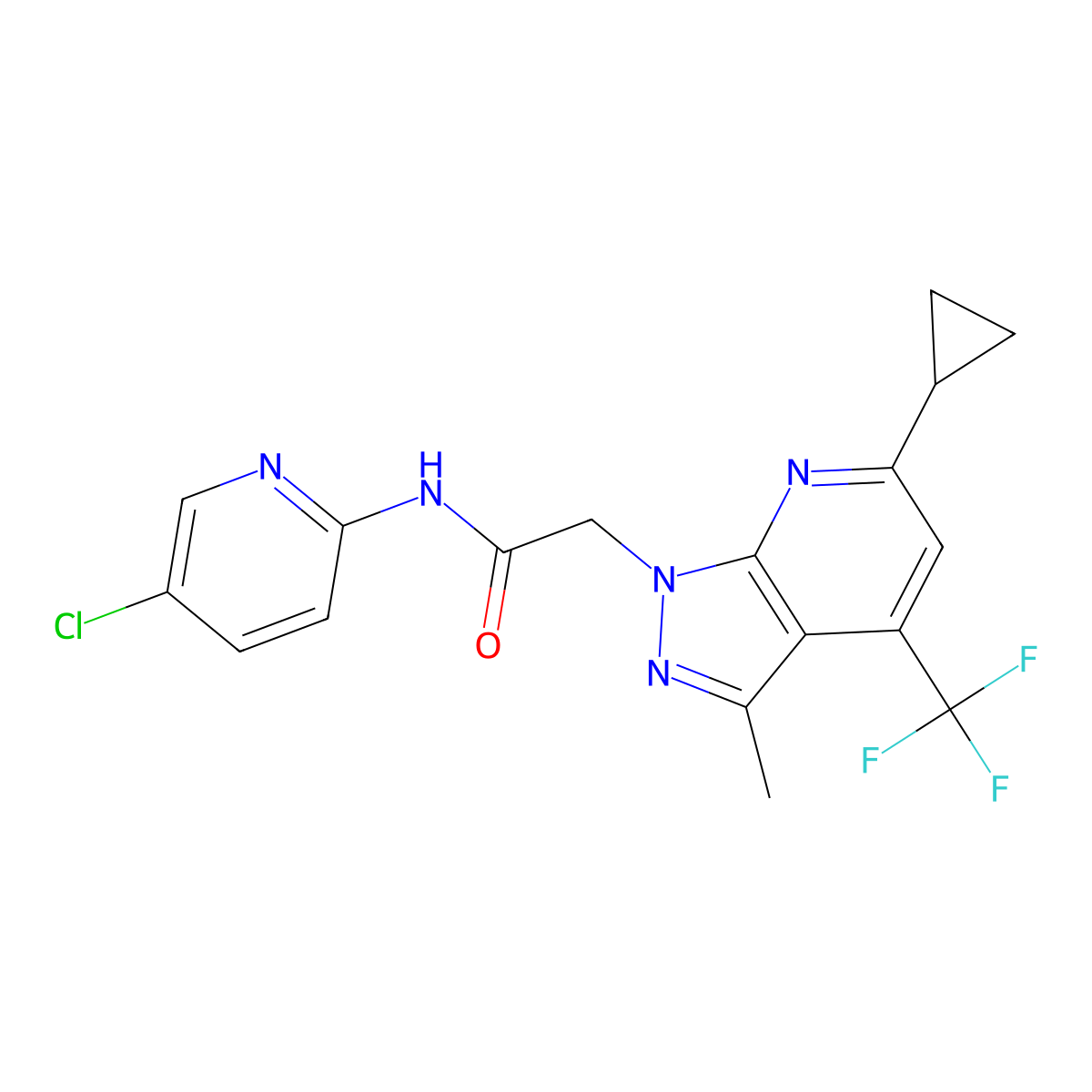 N-(5-chloropyridin-2-yl)-2-[6-cyclopropyl-3-methyl-4-(trifluoromethyl)-1H-pyrazolo[3,4-b]pyridin-1-yl]acetamide molecular structure, CAS 1011349-69-1