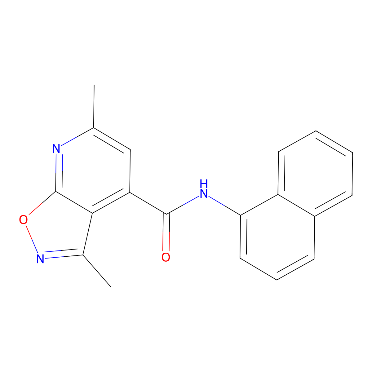 3,6-dimethyl-N-(naphthalen-1-yl)[1,2]oxazolo[5,4-b]pyridine-4-carboxamide molecular structure, CAS 1011353-15-3