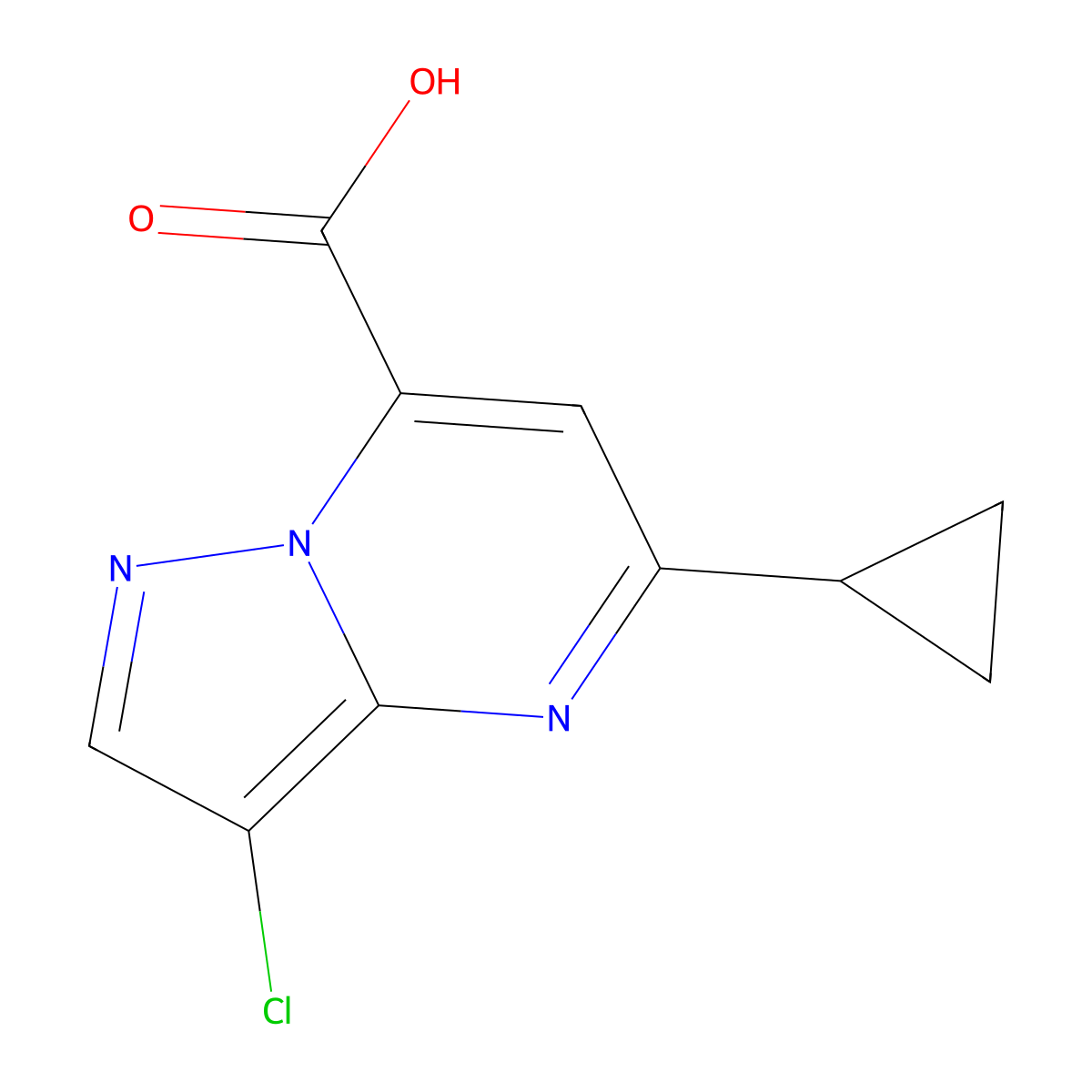 3-Chloro-5-cyclopropylpyrazolo[1,5-a]pyrimidine-7-carboxylic acid molecular structure, CAS 1011354-08-7