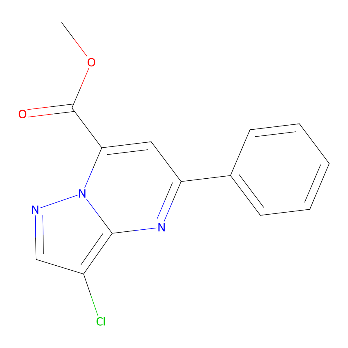 Methyl 3-chloro-5-phenylpyrazolo[1,5-a]pyrimidine-7-carboxylate molecular structure, CAS 1011354-51-0