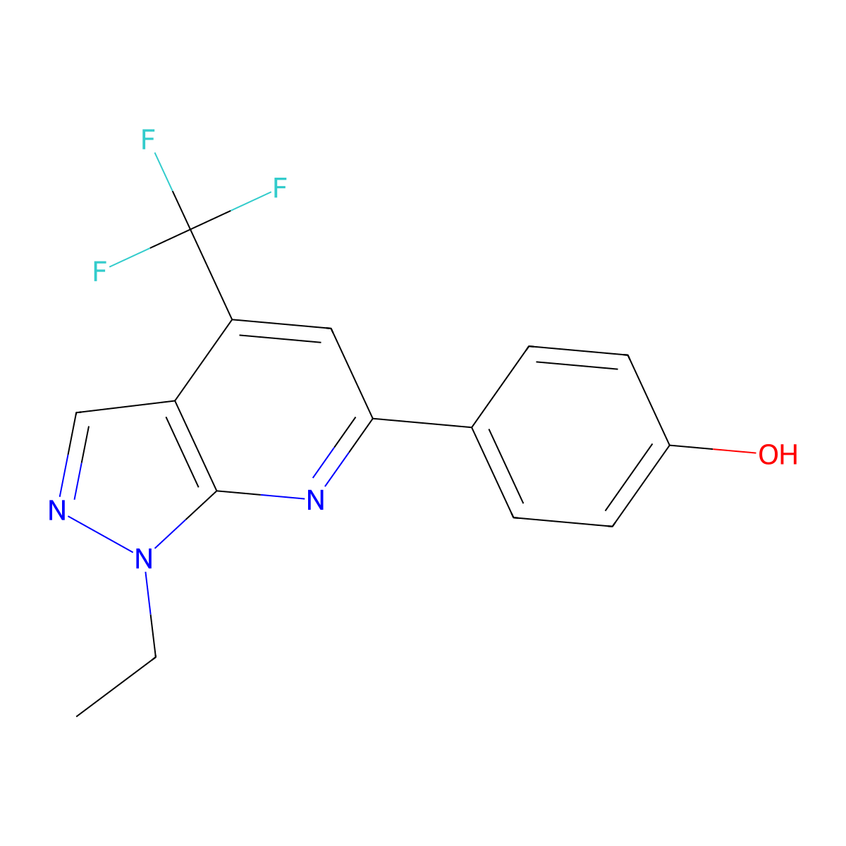 4-[1-ethyl-4-(trifluoromethyl)-1H-pyrazolo[3,4-b]pyridin-6-yl]phenol molecular structure, CAS 1011356-72-1