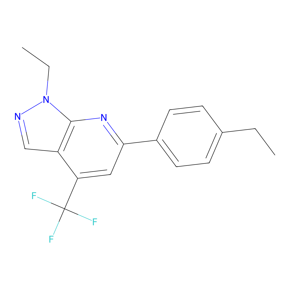 1-ethyl-6-(4-ethylphenyl)-4-(trifluoromethyl)-1H-pyrazolo[3,4-b]pyridine molecular structure, CAS 1011357-30-4