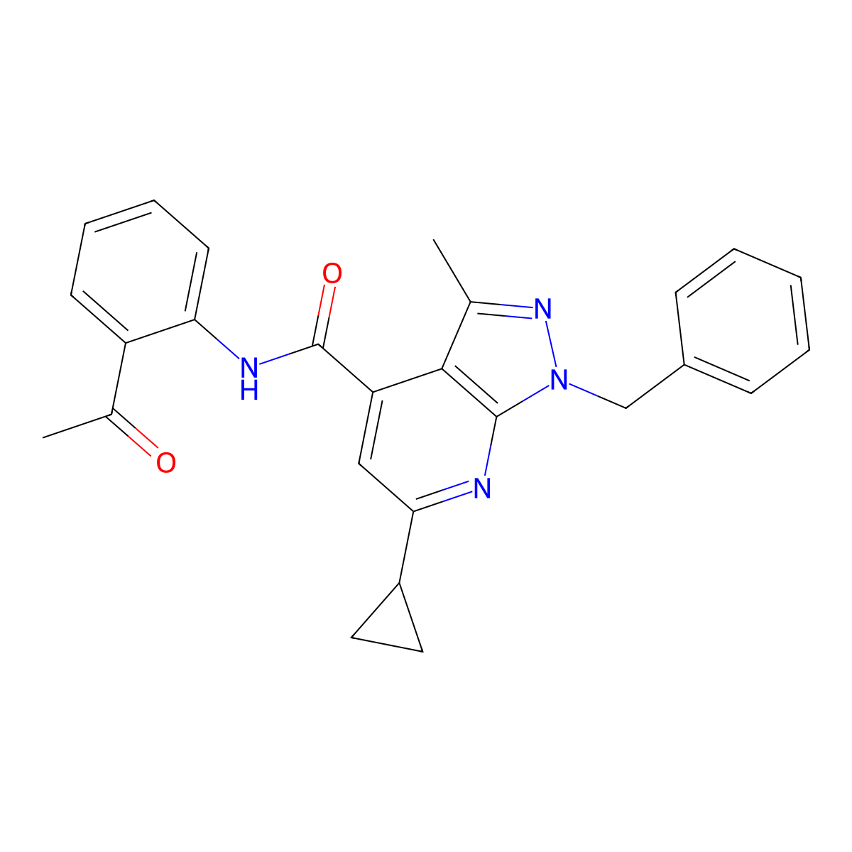N-(2-acetylphenyl)-1-benzyl-6-cyclopropyl-3-methyl-1H-pyrazolo[3,4-b]pyridine-4-carboxamide molecular structure, CAS 1011357-91-7