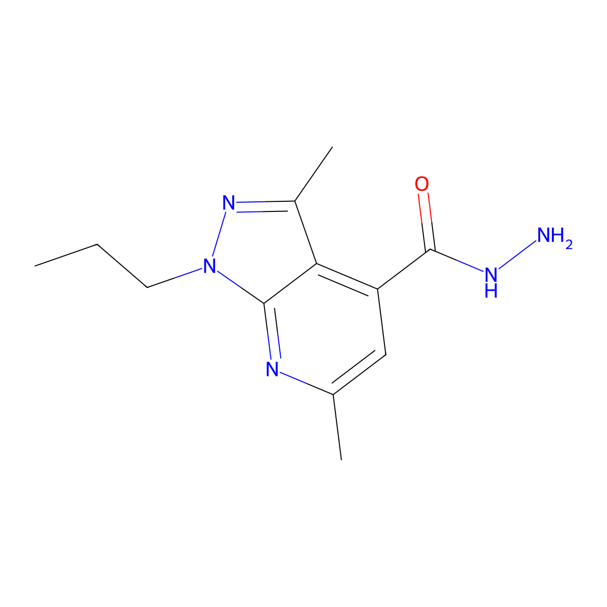 3,6-dimethyl-1-propyl-1H-pyrazolo[3,4-b]pyridine-4-carbohydrazide molecular structure, CAS 1011359-85-5