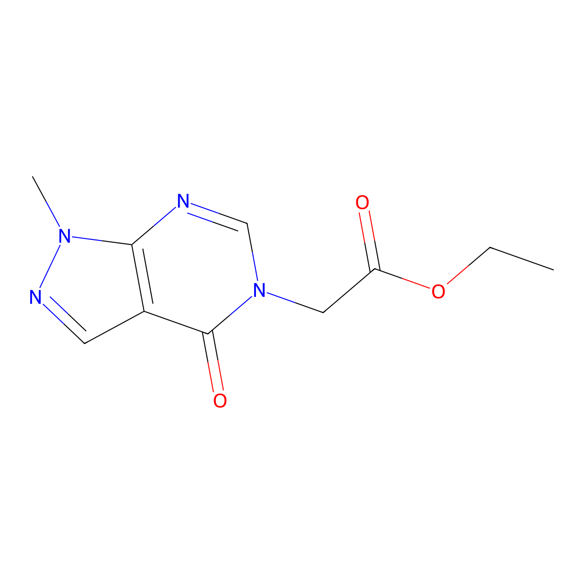 Ethyl 2-(1-methyl-4-oxo-1H-pyrazolo[3,4-d]pyrimidin-5(4H)-yl)acetate molecular structure, CAS 1011359-91-3