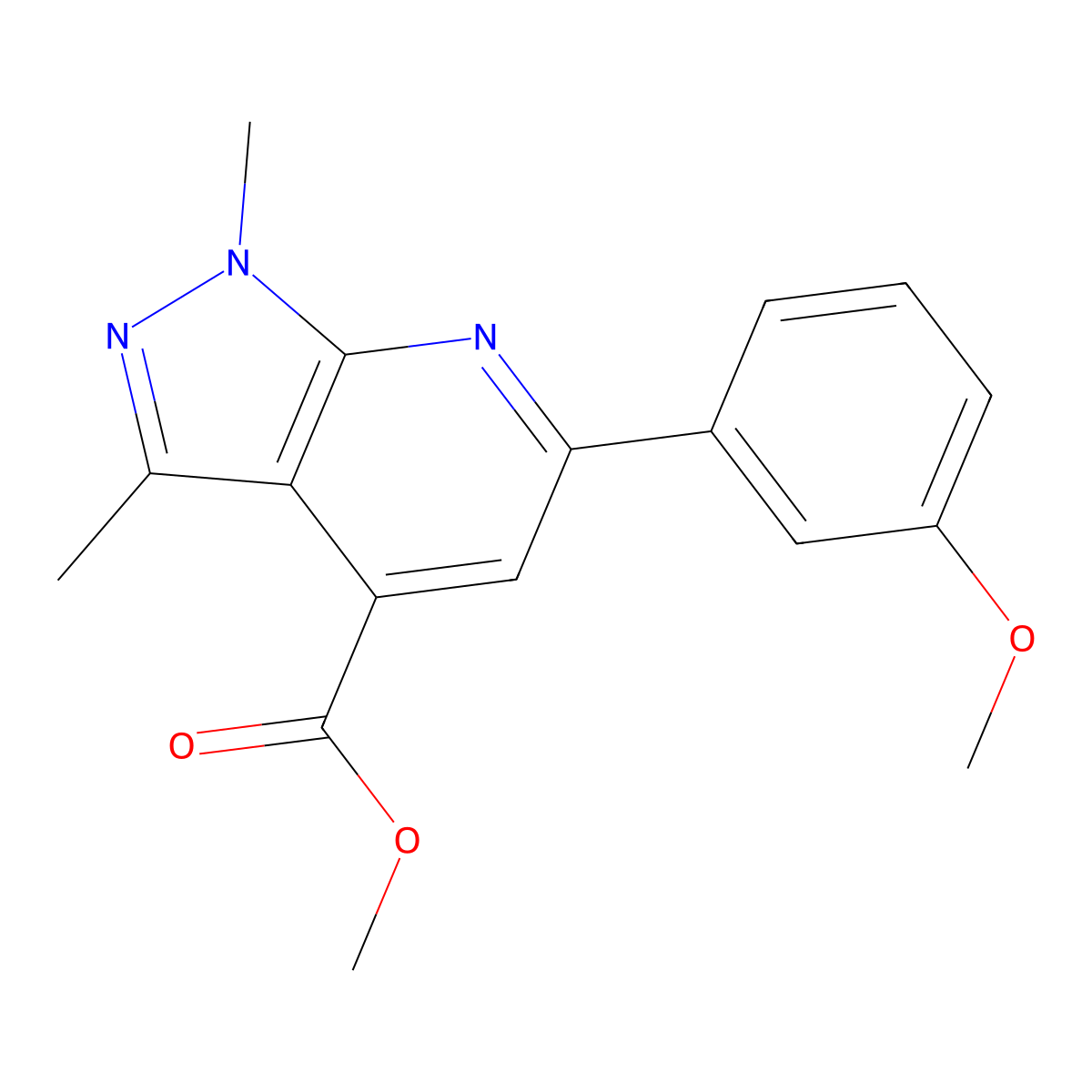 methyl 6-(3-methoxyphenyl)-1,3-dimethyl-1H-pyrazolo[3,4-b]pyridine-4-carboxylate molecular structure, CAS 1011359-93-5