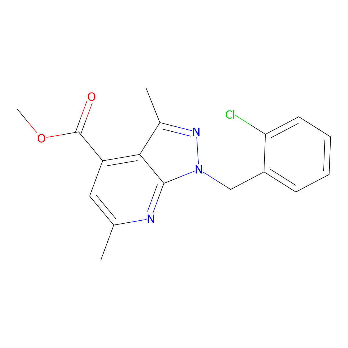 methyl 1-(2-chlorobenzyl)-3,6-dimethyl-1H-pyrazolo[3,4-b]pyridine-4-carboxylate molecular structure, CAS 1011359-95-7