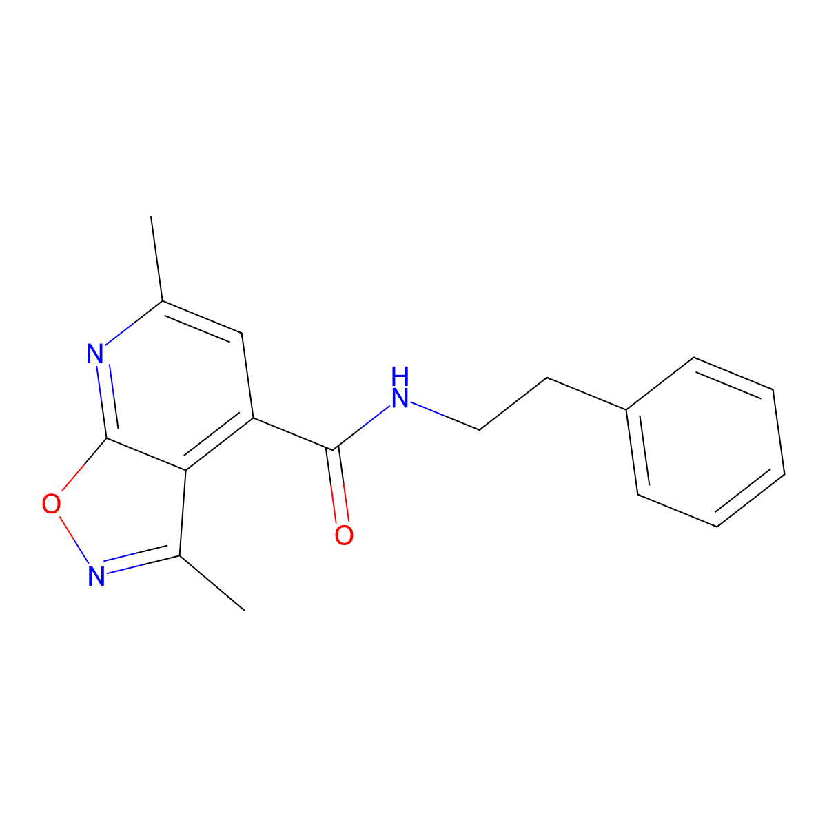 3,6-dimethyl-N-(2-phenylethyl)[1,2]oxazolo[5,4-b]pyridine-4-carboxamide molecular structure, CAS 1011360-18-1