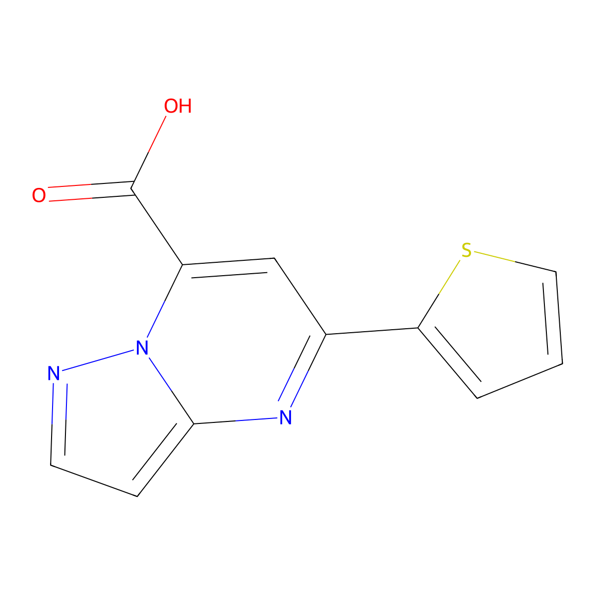 5-(Thiophen-2-yl)pyrazolo[1,5-a]pyrimidine-7-carboxylic acid molecular structure, CAS 1011363-96-4