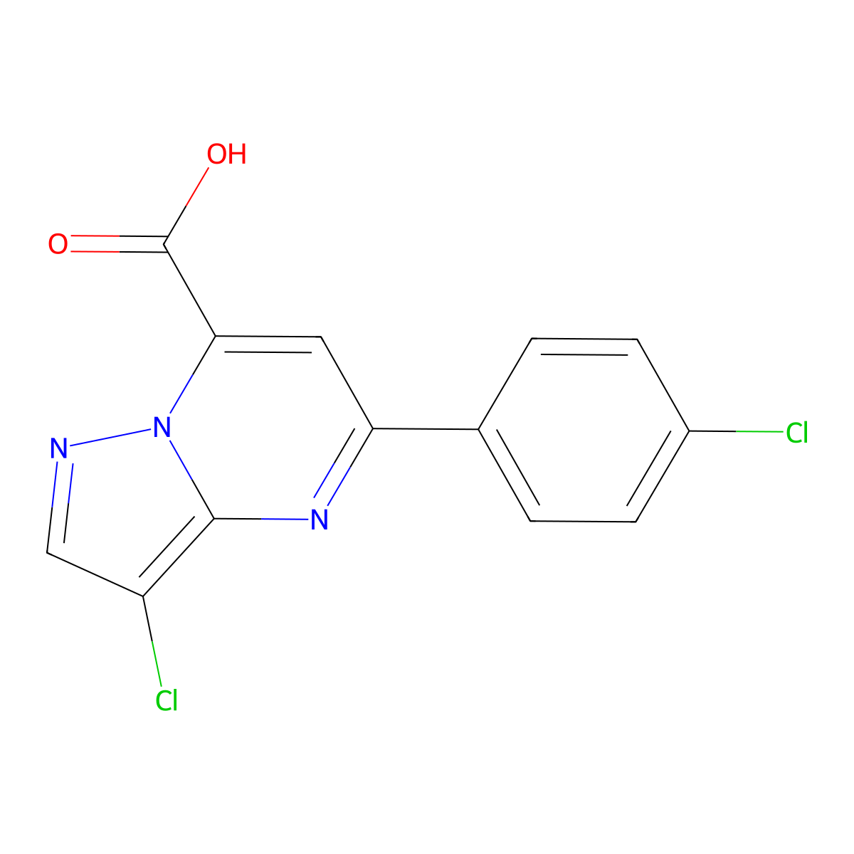 3-Chloro-5-(4-chlorophenyl)pyrazolo[1,5-a]pyrimidine-7-carboxylic acid molecular structure, CAS 1011364-59-2