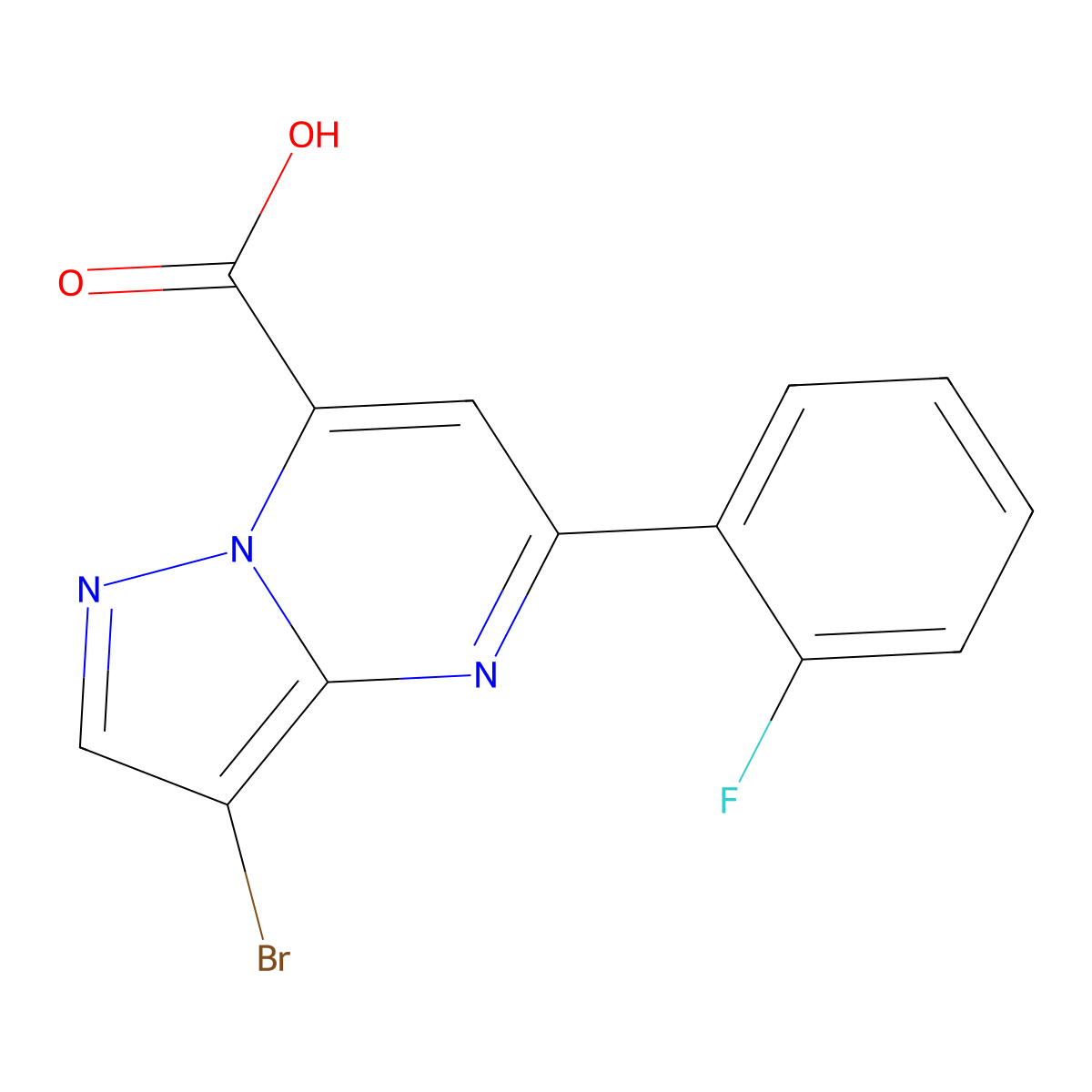 3-Bromo-5-(2-fluorophenyl)pyrazolo[1,5-a]pyrimidine-7-carboxylic acid molecular structure, CAS 1011365-74-4
