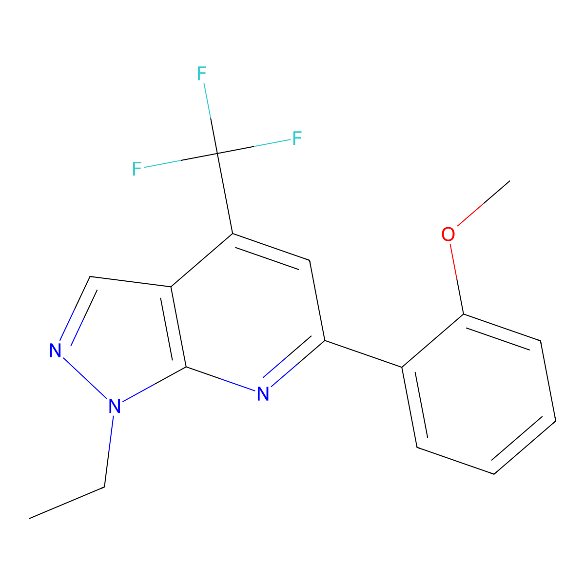 1-ethyl-6-(2-methoxyphenyl)-4-(trifluoromethyl)-1H-pyrazolo[3,4-b]pyridine molecular structure, CAS 1011370-23-2