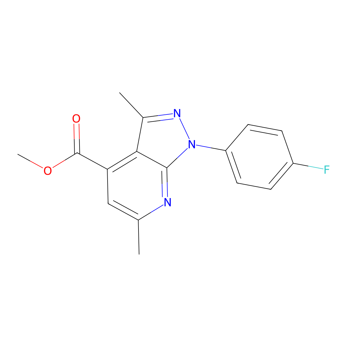 methyl 1-(4-fluorophenyl)-3,6-dimethyl-1H-pyrazolo[3,4-b]pyridine-4-carboxylate molecular structure, CAS 1011370-87-8