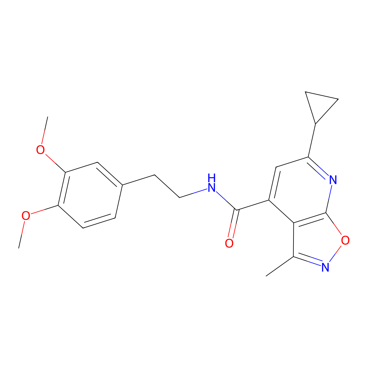 6-cyclopropyl-N-[2-(3,4-dimethoxyphenyl)ethyl]-3-methylisoxazolo[5,4-b]pyridine-4-carboxamide molecular structure, CAS 1011370-89-0