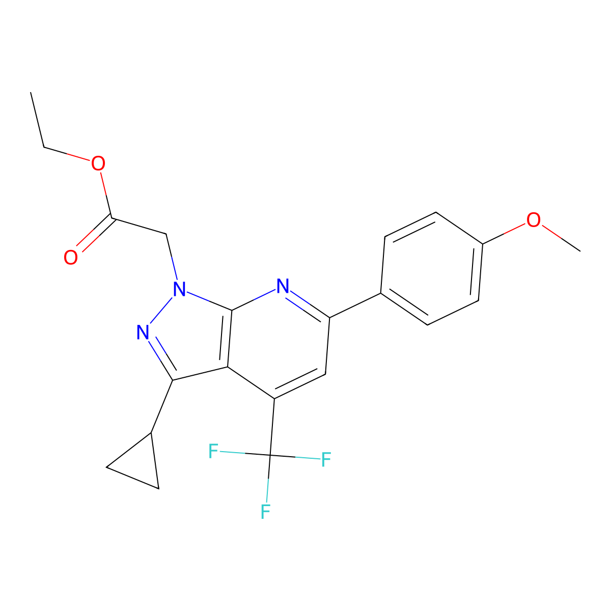 ethyl [3-cyclopropyl-6-(4-methoxyphenyl)-4-(trifluoromethyl)-1H-pyrazolo[3,4-b]pyridin-1-yl]acetate molecular structure, CAS 1011370-92-5