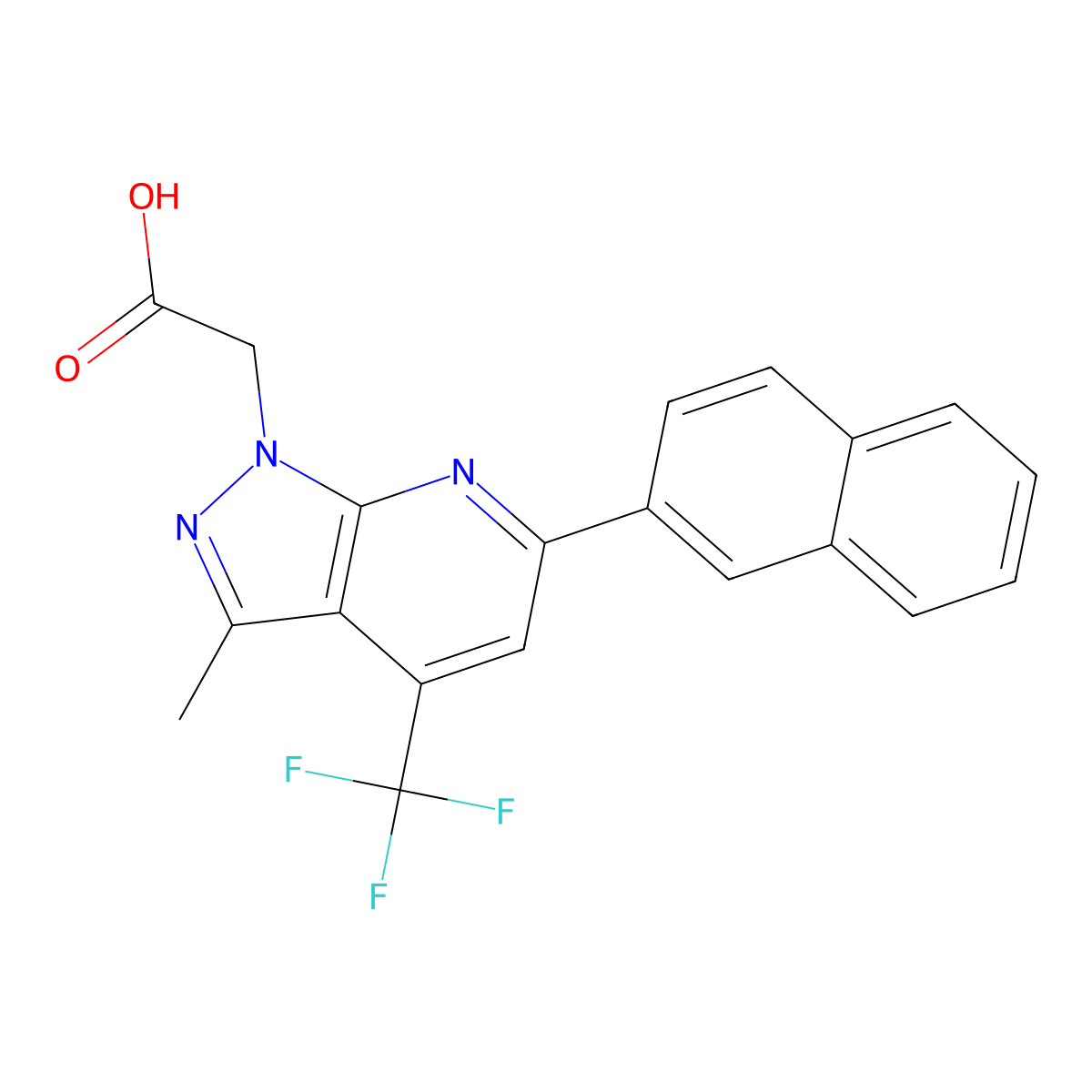 [3-methyl-6-(naphthalen-2-yl)-4-(trifluoromethyl)-1H-pyrazolo[3,4-b]pyridin-1-yl]acetic acid molecular structure, CAS 1011370-96-9