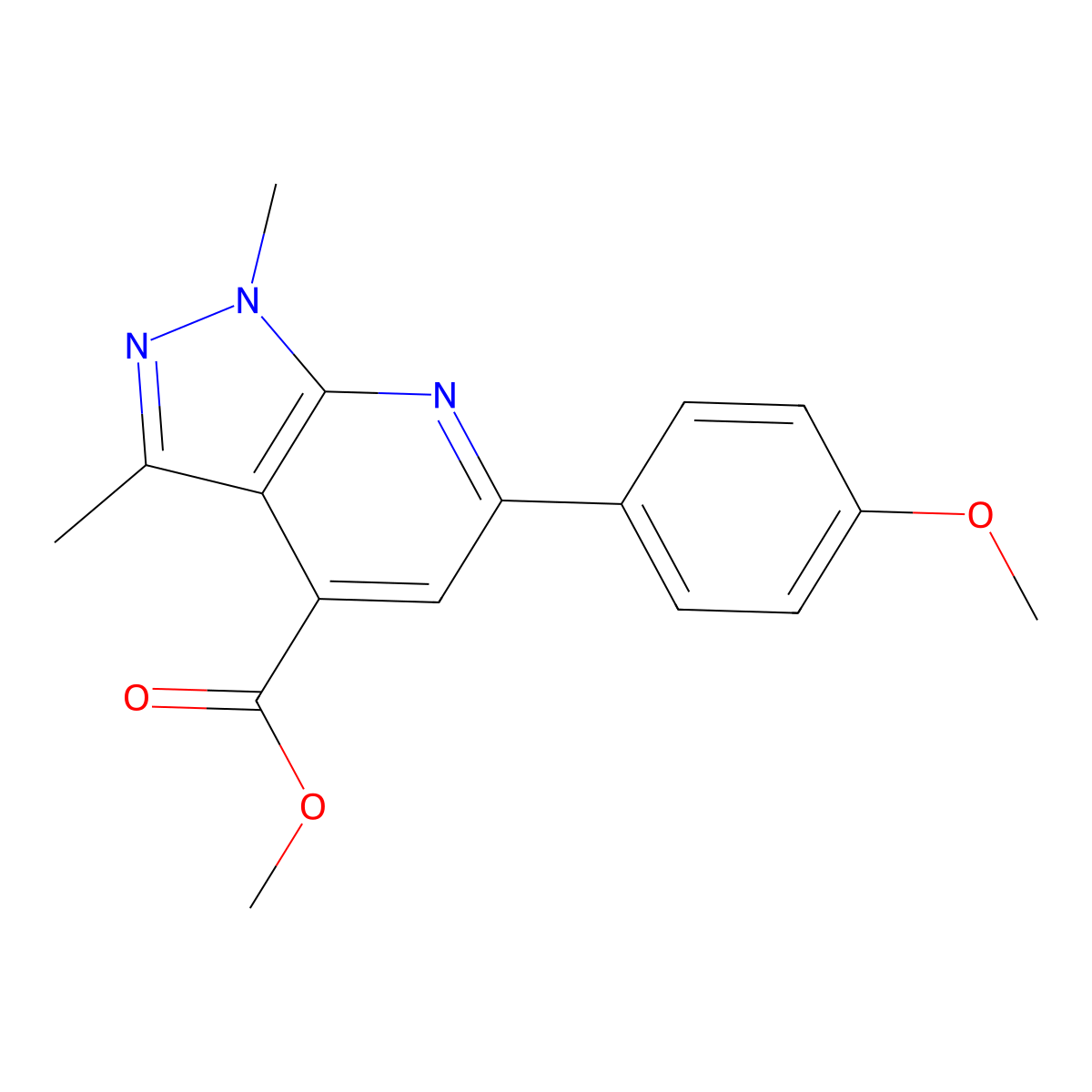 methyl 6-(4-methoxyphenyl)-1,3-dimethyl-1H-pyrazolo[3,4-b]pyridine-4-carboxylate molecular structure, CAS 1011371-10-0