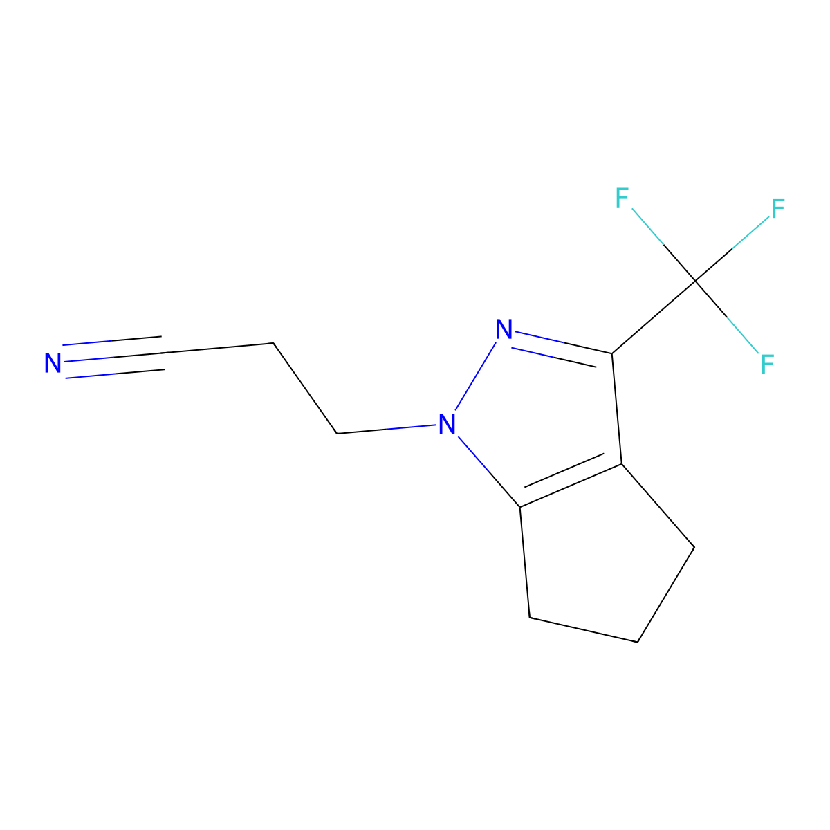 3-(3-(Trifluoromethyl)-5,6-dihydrocyclopenta[c]pyrazol-1(4H)-yl)propanenitrile molecular structure, CAS 1011371-14-4