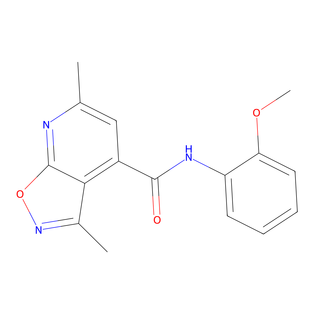 N-(2-methoxyphenyl)-3,6-dimethyl[1,2]oxazolo[5,4-b]pyridine-4-carboxamide molecular structure, CAS 1011371-71-3