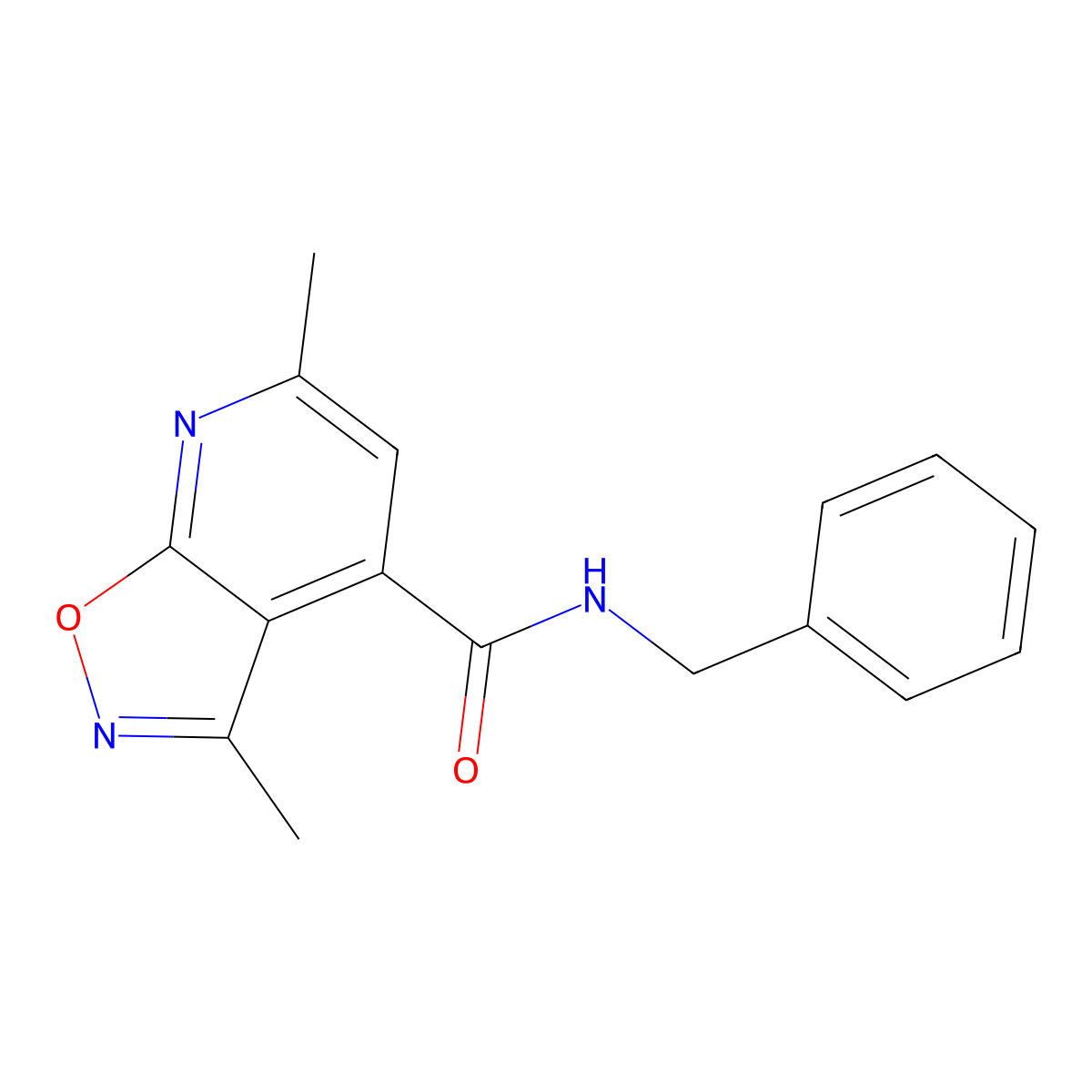 N-benzyl-3,6-dimethylisoxazolo[5,4-b]pyridine-4-carboxamide molecular structure, CAS 1011372-04-5