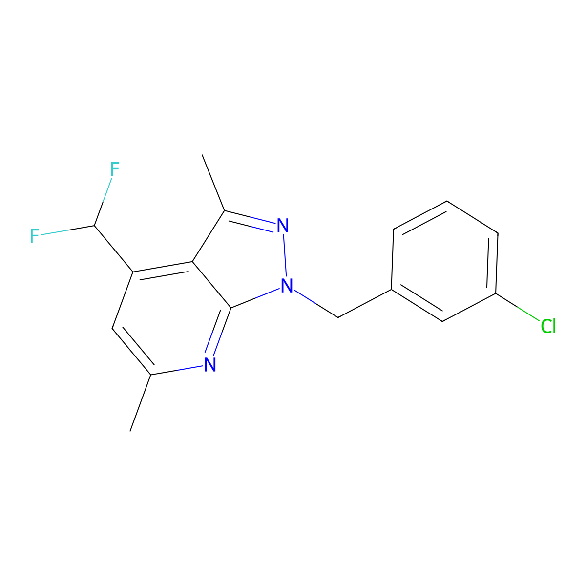1-(3-chlorobenzyl)-4-(difluoromethyl)-3,6-dimethyl-1H-pyrazolo[3,4-b]pyridine molecular structure, CAS 1011372-28-3