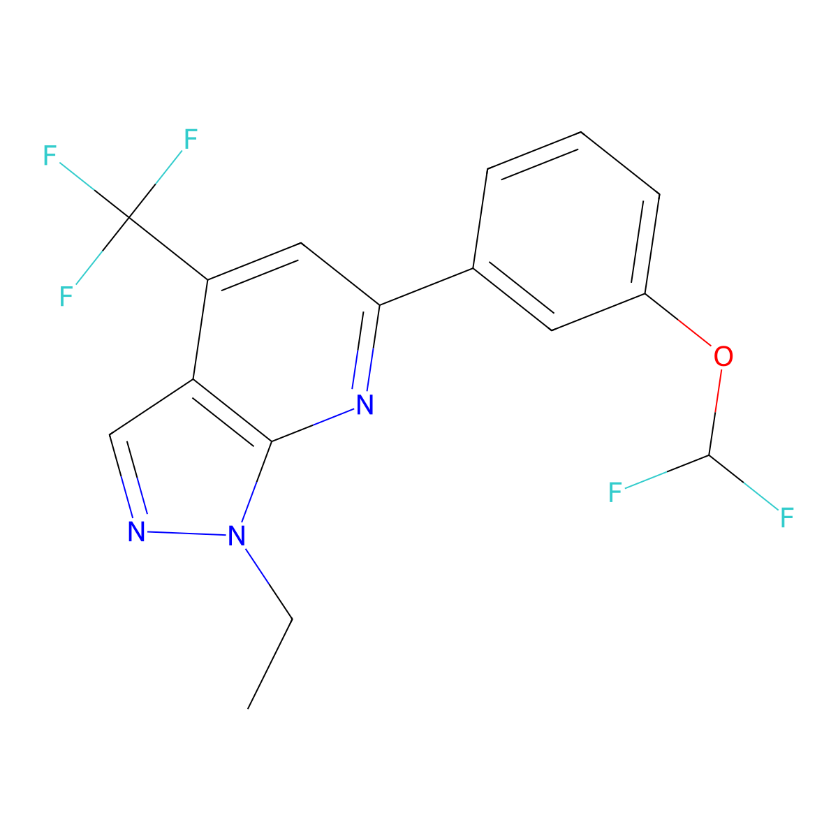 6-[3-(difluoromethoxy)phenyl]-1-ethyl-4-(trifluoromethyl)-1H-pyrazolo[3,4-b]pyridine molecular structure, CAS 1011372-55-6