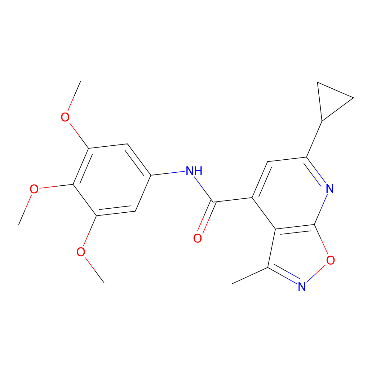 6-cyclopropyl-3-methyl-N-(3,4,5-trimethoxyphenyl)[1,2]oxazolo[5,4-b]pyridine-4-carboxamide molecular structure, CAS 1011374-54-1