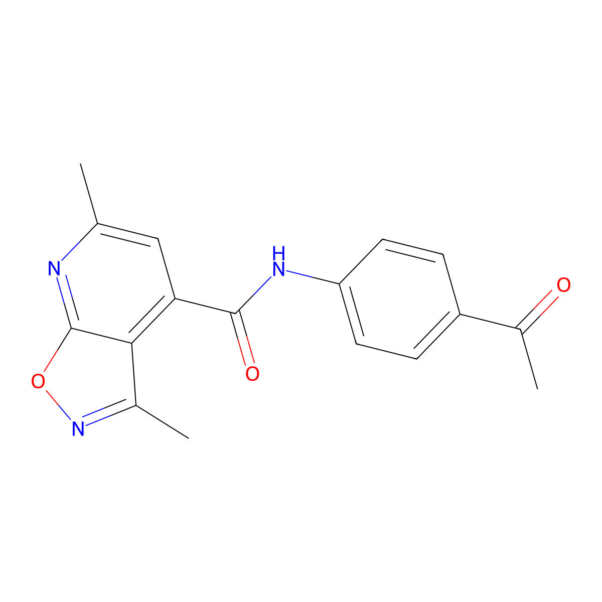 N-(4-acetylphenyl)-3,6-dimethyl[1,2]oxazolo[5,4-b]pyridine-4-carboxamide molecular structure, CAS 1011374-82-5