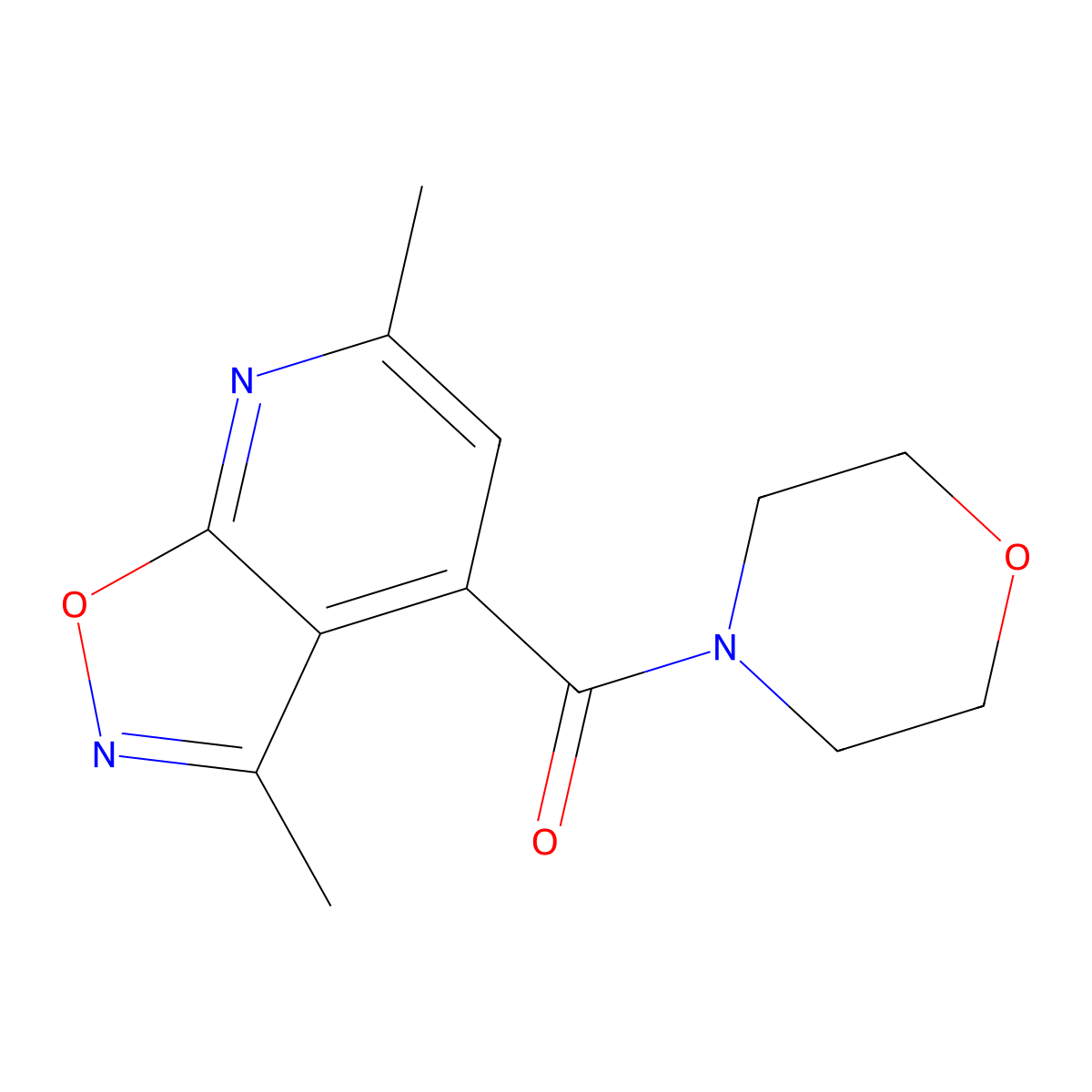 (3,6-Dimethylisoxazolo[5,4-b]pyridin-4-yl)(morpholino)methanone molecular structure, CAS 1011375-30-6