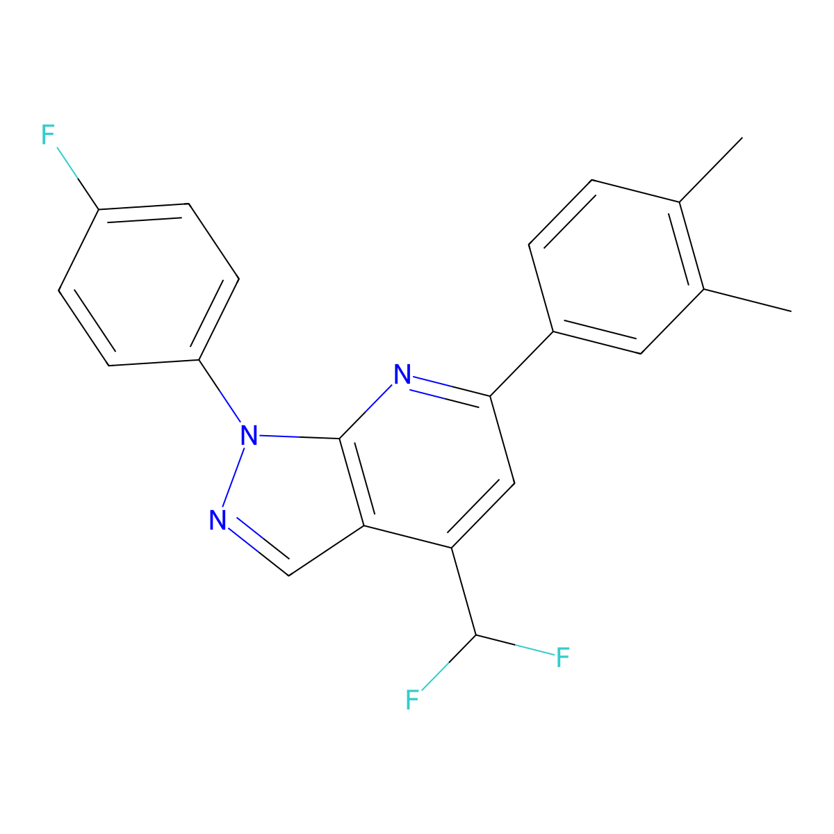 4-(difluoromethyl)-6-(3,4-dimethylphenyl)-1-(4-fluorophenyl)-1H-pyrazolo[3,4-b]pyridine molecular structure, CAS 1011375-91-9