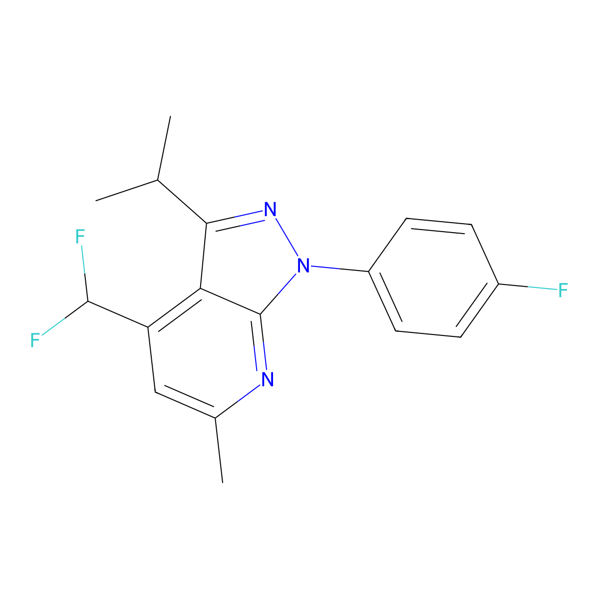 4-(Difluoromethyl)-1-(4-fluorophenyl)-3-isopropyl-6-methyl-1H-pyrazolo[3,4-B]pyridine molecular structure, CAS 1011378-22-5