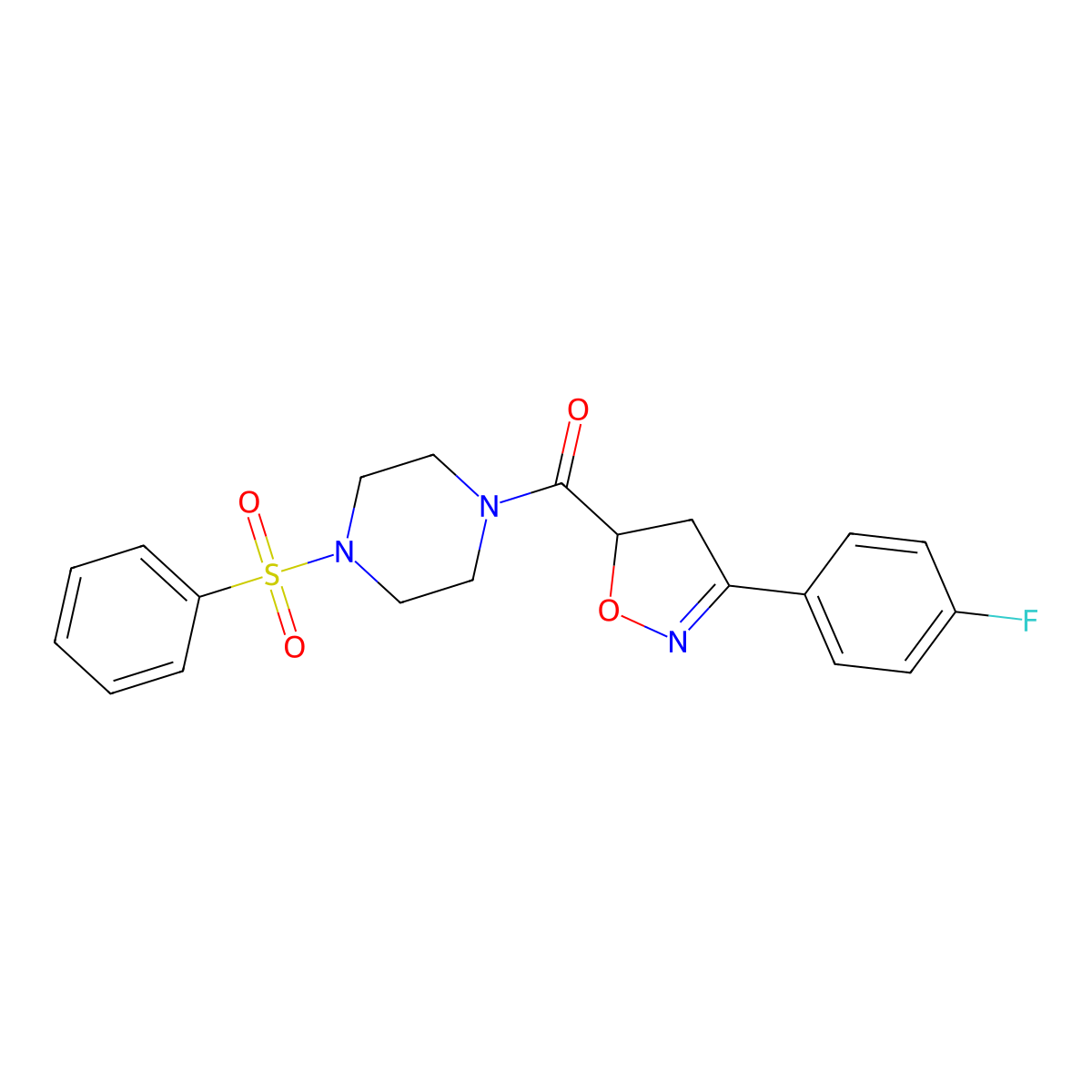 [3-(4-Fluorophenyl)-4,5-dihydro-1,2-oxazol-5-yl][4-(phenylsulfonyl)piperazin-1-yl]methanone molecular structure, CAS 1011379-58-0