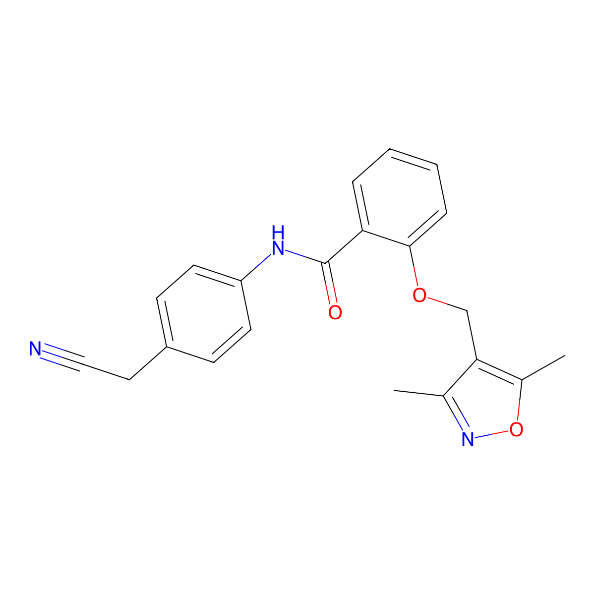 N-[4-(cyanomethyl)phenyl]-2-[(3,5-dimethyl-1,2-oxazol-4-yl)methoxy]benzamide molecular structure, CAS 1011383-55-3