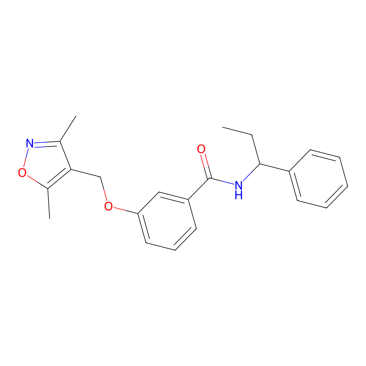 3-[(3,5-dimethyl-1,2-oxazol-4-yl)methoxy]-N-(1-phenylpropyl)benzamide molecular structure, CAS 1011383-71-3