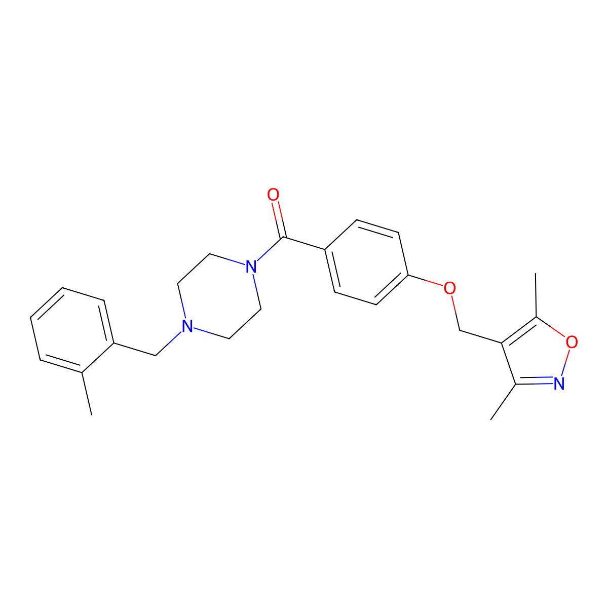 {4-[(3,5-Dimethyl-1,2-oxazol-4-yl)methoxy]phenyl}[4-(2-methylbenzyl)piperazin-1-yl]methanone molecular structure, CAS 1011383-72-4