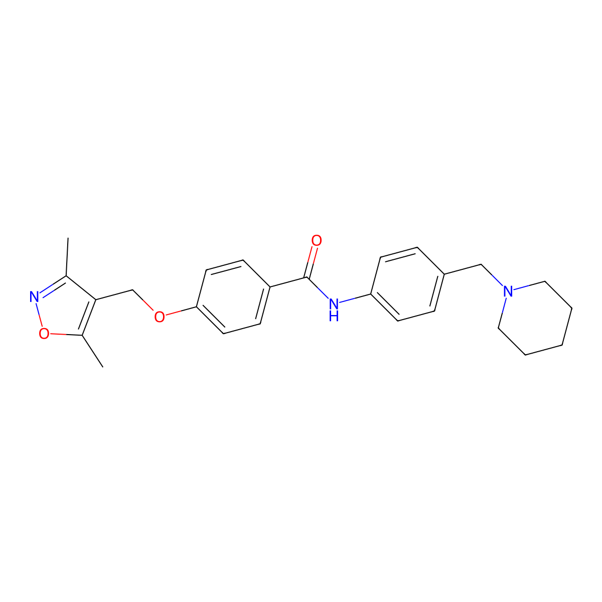 4-[(3,5-dimethyl-1,2-oxazol-4-yl)methoxy]-N-[4-(piperidin-1-ylmethyl)phenyl]benzamide molecular structure, CAS 1011383-88-2