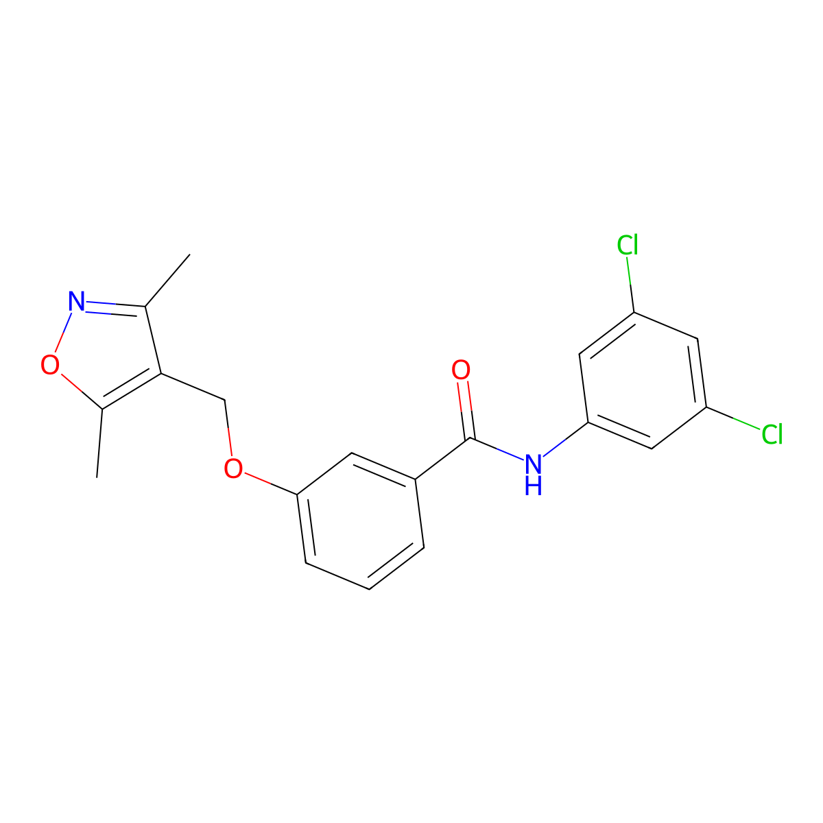 N-(3,5-dichlorophenyl)-3-[(3,5-dimethyl-1,2-oxazol-4-yl)methoxy]benzamide molecular structure, CAS 1011383-96-2